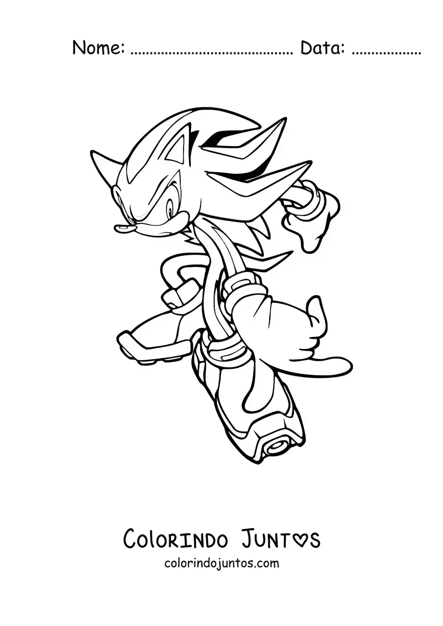 Desenho para colorir do Shadow do Sonic agachado