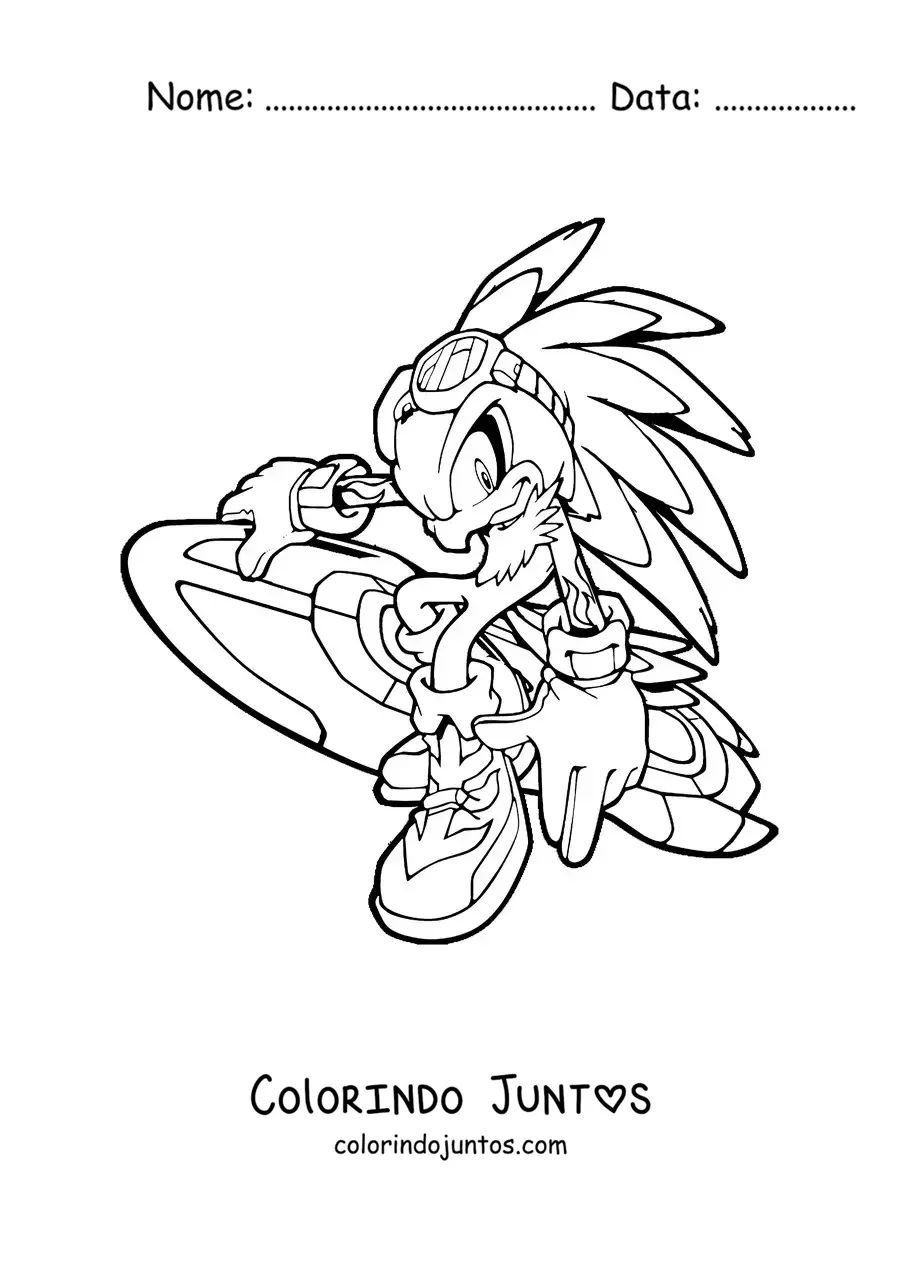 Desenho para colorir do Jet do Sonic segurando sua prancha