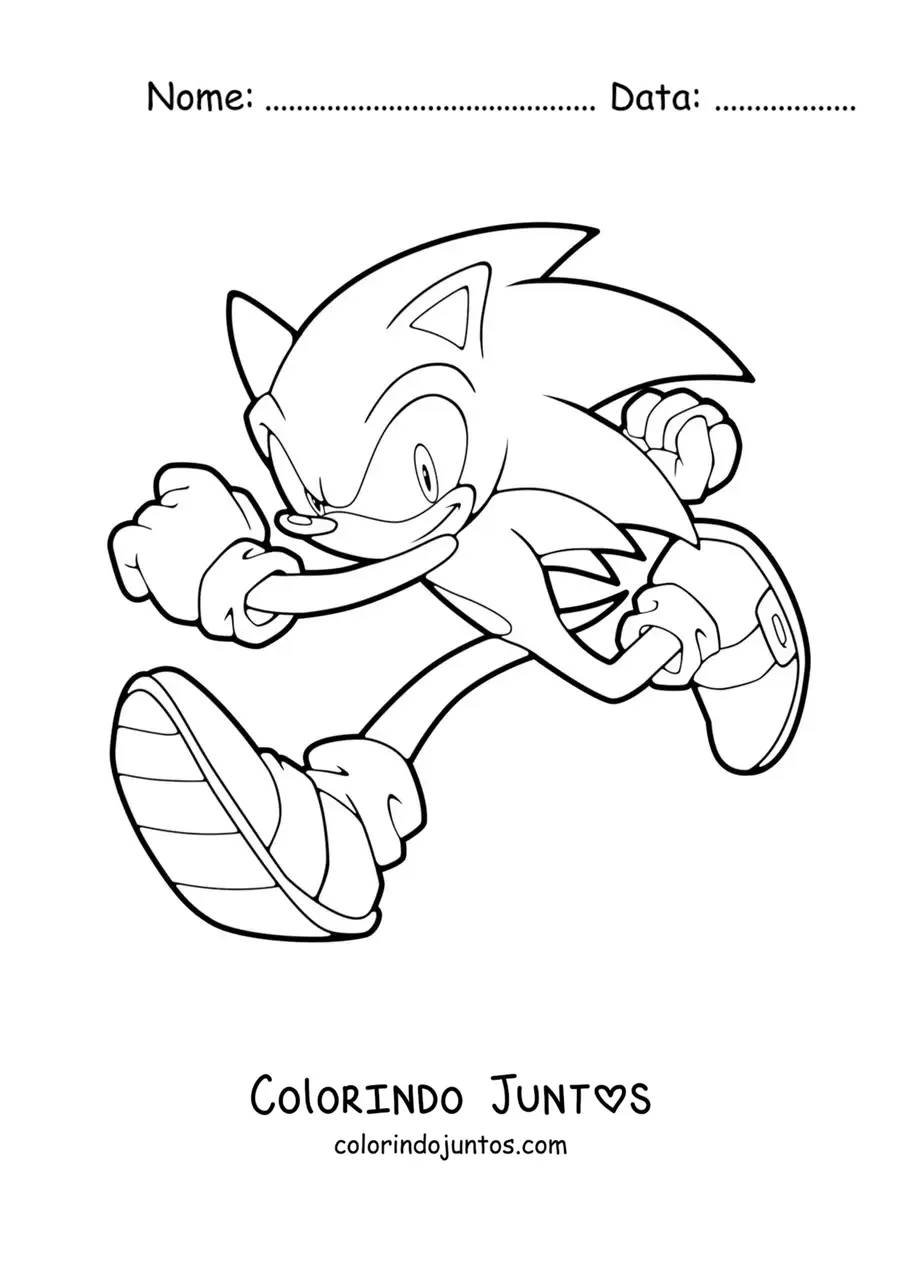 Desenho para colorir do Sonic correndo