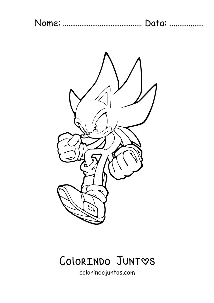 Desenho para colorir do Sonic aterrissando