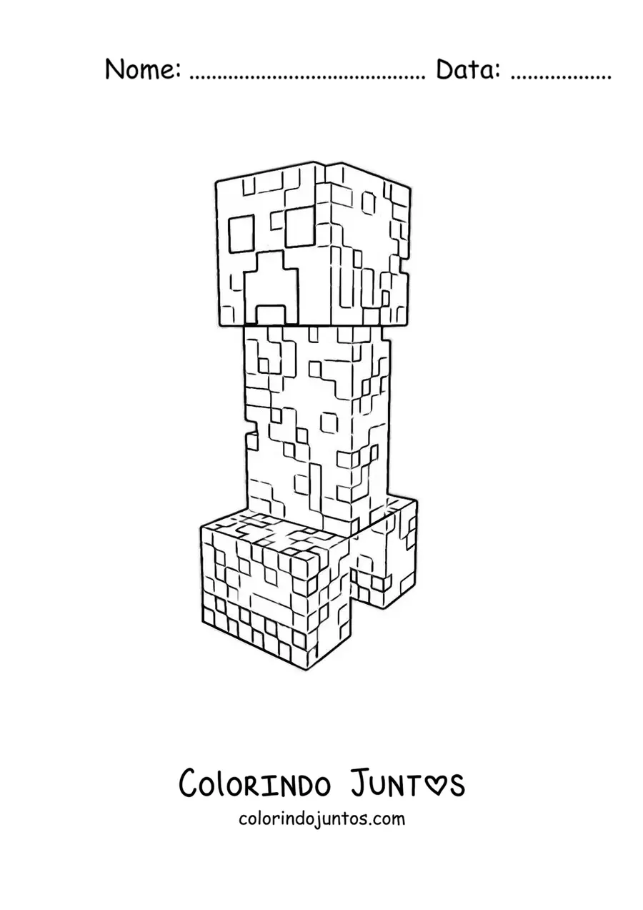 Desenho para colorir de um creeper de Minecraft