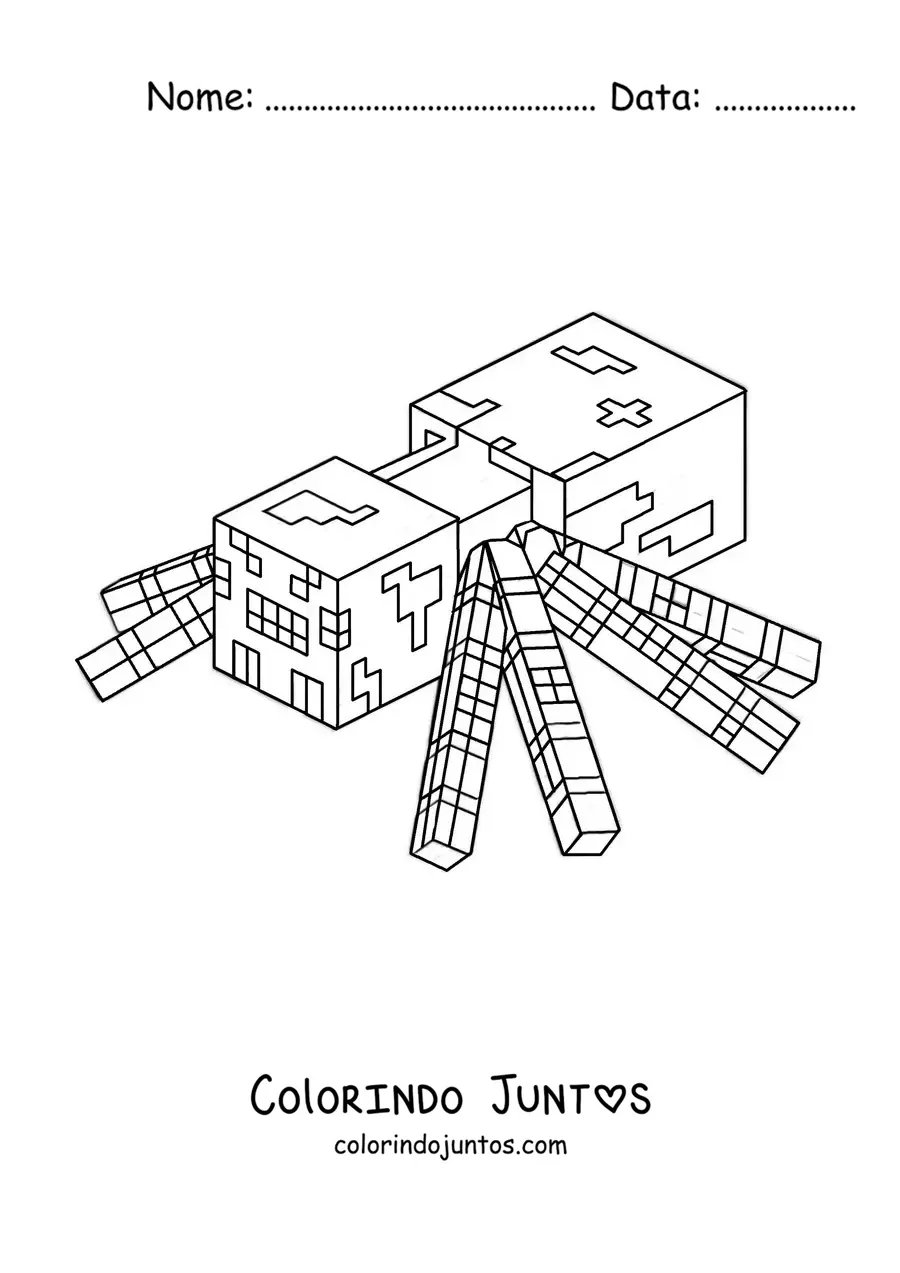 Desenho para colorir de uma aranha de Minecraft