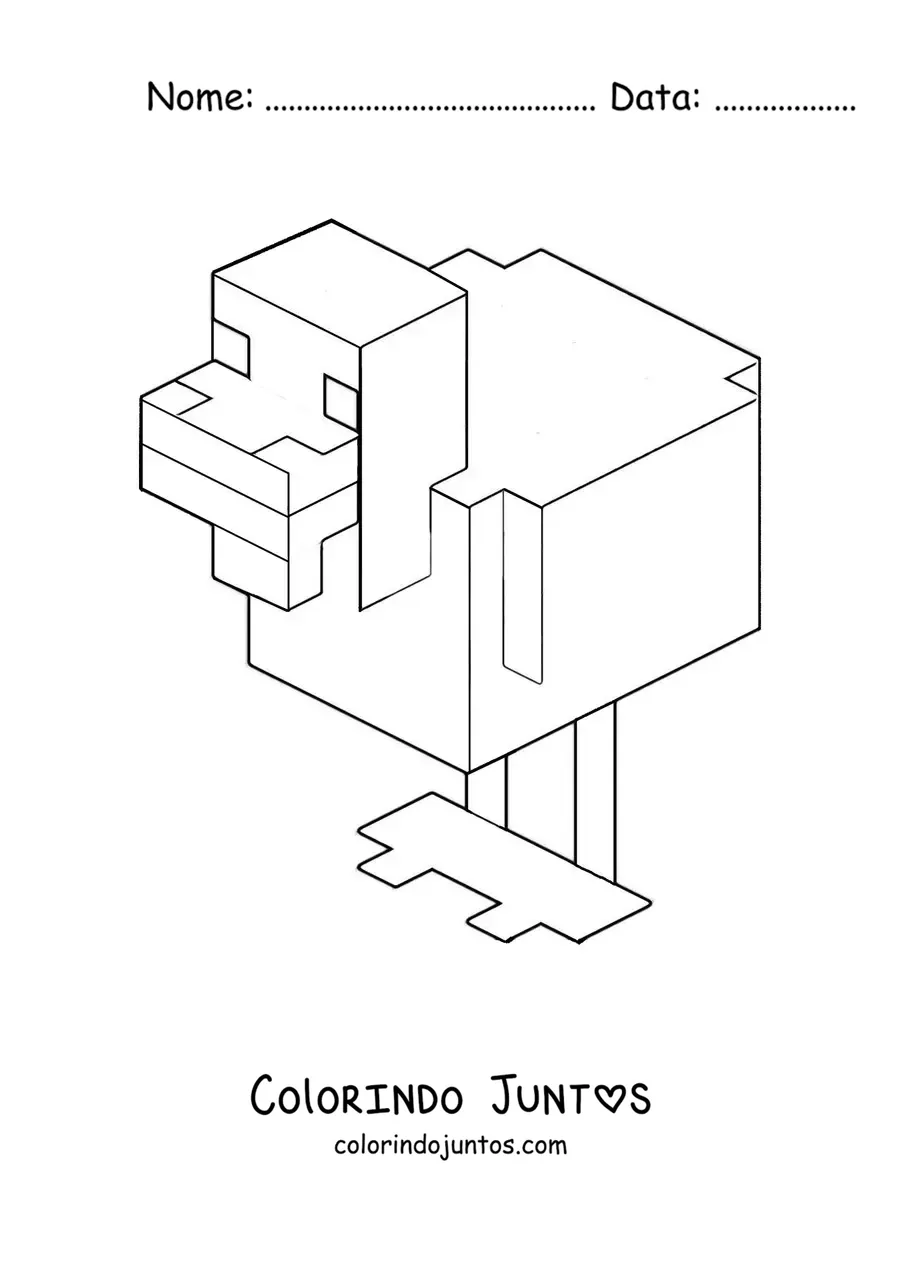 Desenho para colorir de um pato de Minecraft