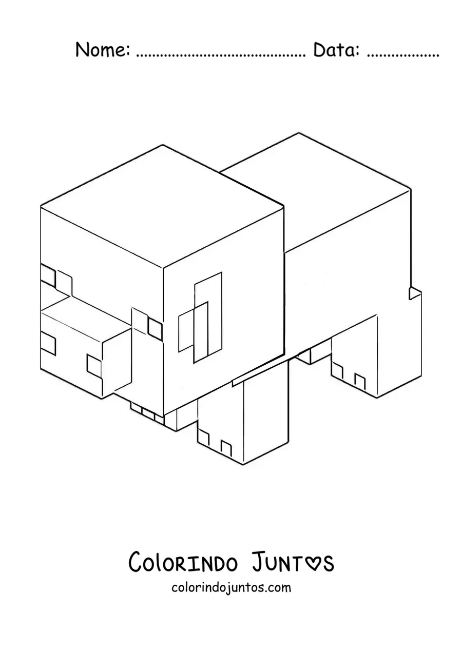 Desenho para colorir de um porco de Minecraft