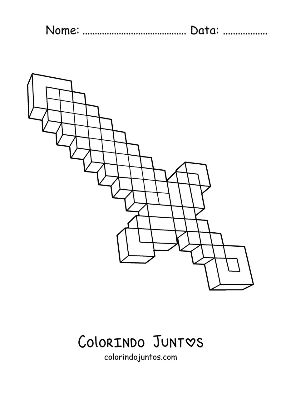 Desenho para colorir de uma espada de Minecraft