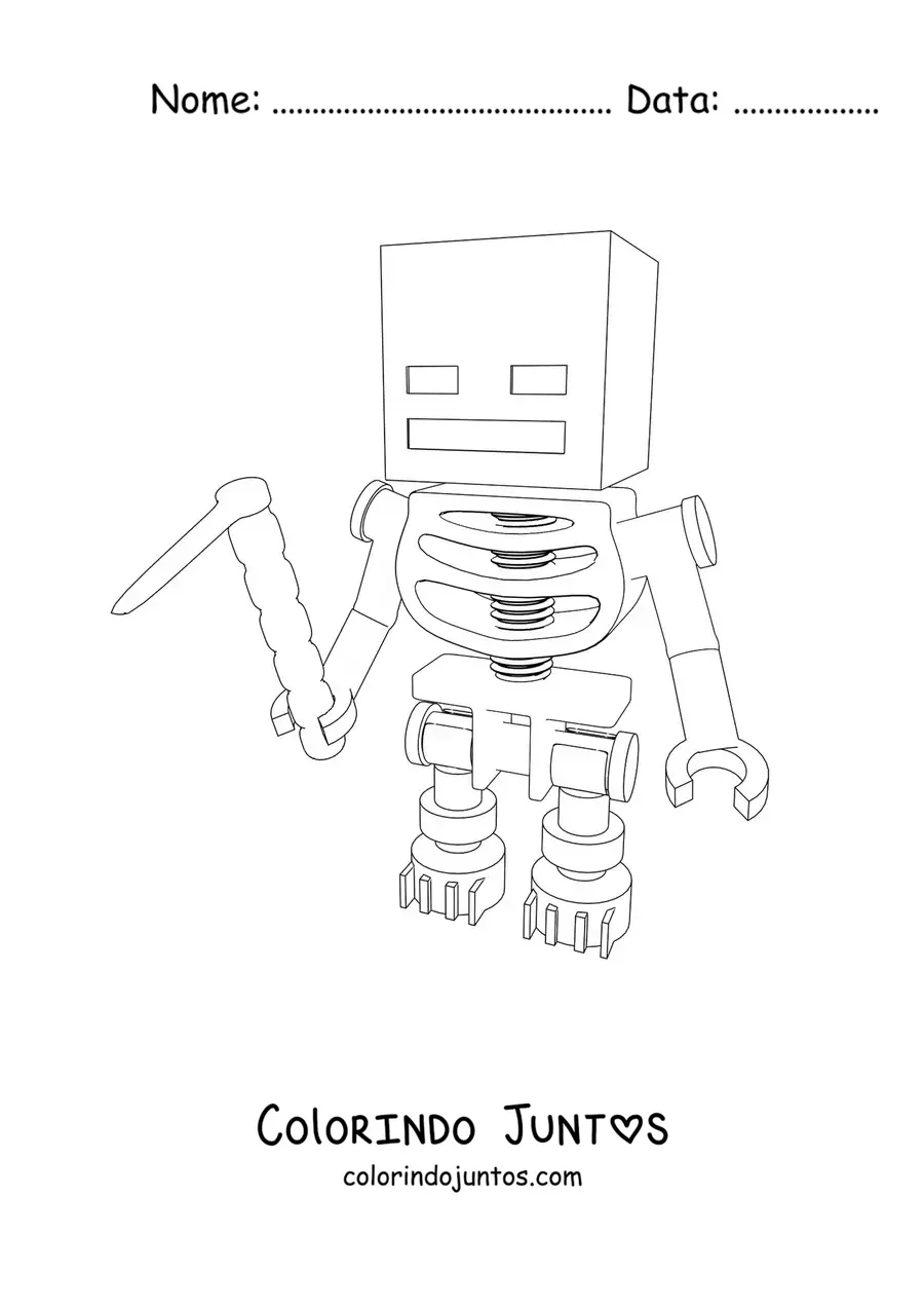 Desenho para colorir de um esqueleto de Minecraft