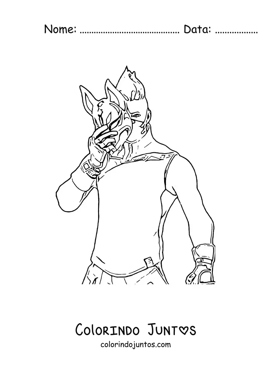 Desenho para colorir do Drift de Fortnite segurando sua máscara