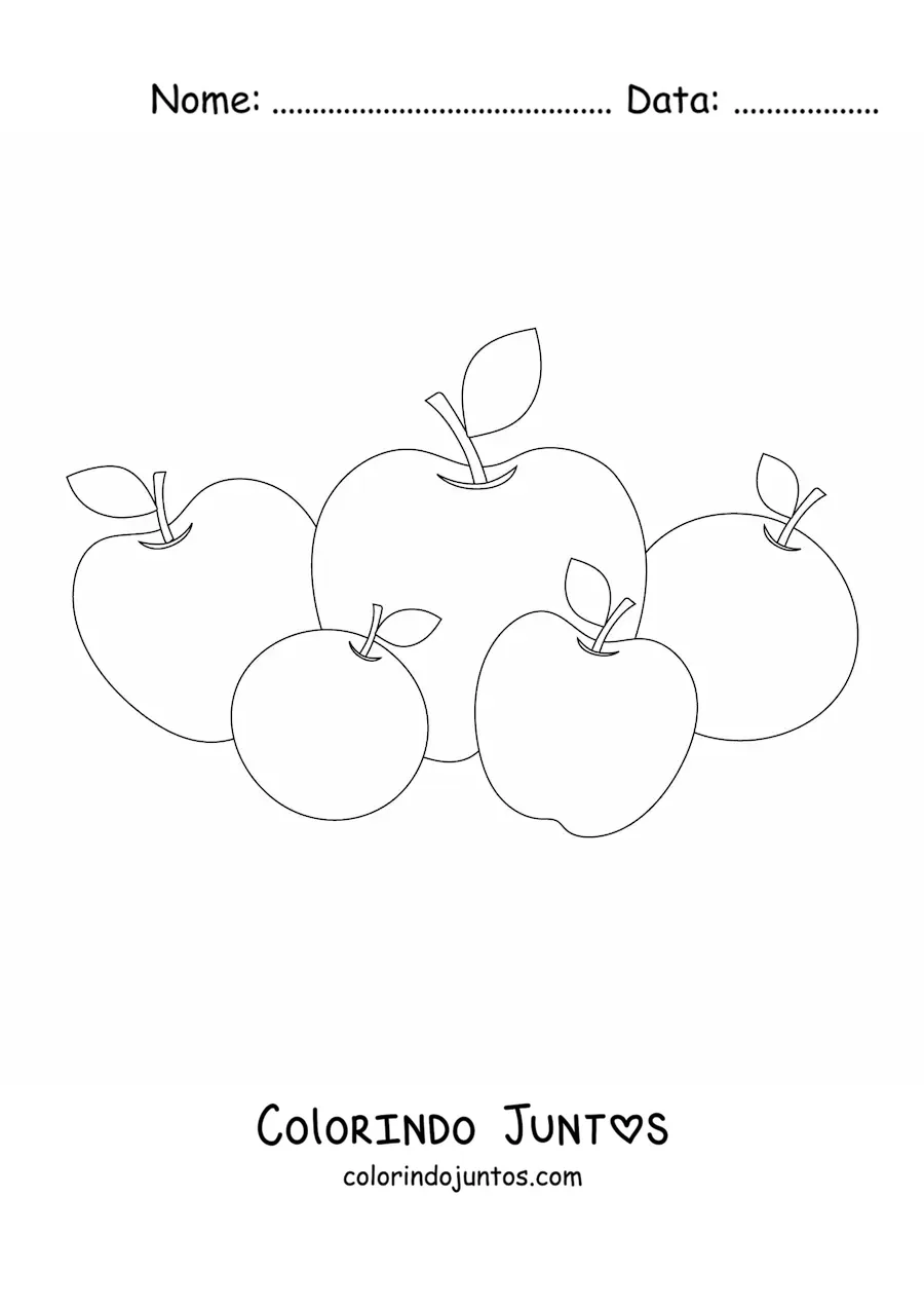 Desenho para colorir de cinco maçãs