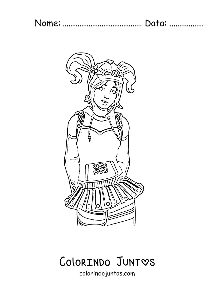 Desenho para colorir da Zoey de Fortnite com os braços para trás