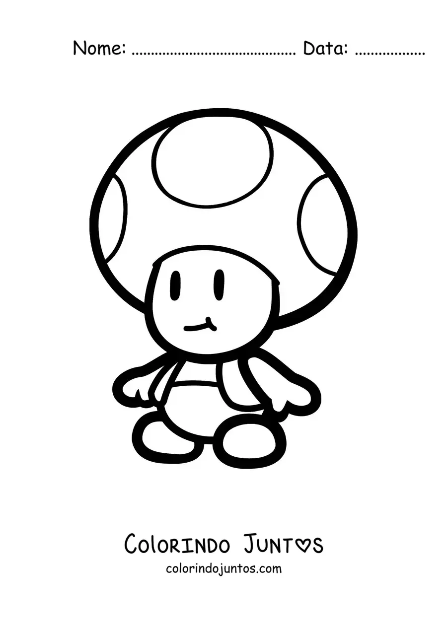 Desenho para colorir do Paper Toad de Mario Bros