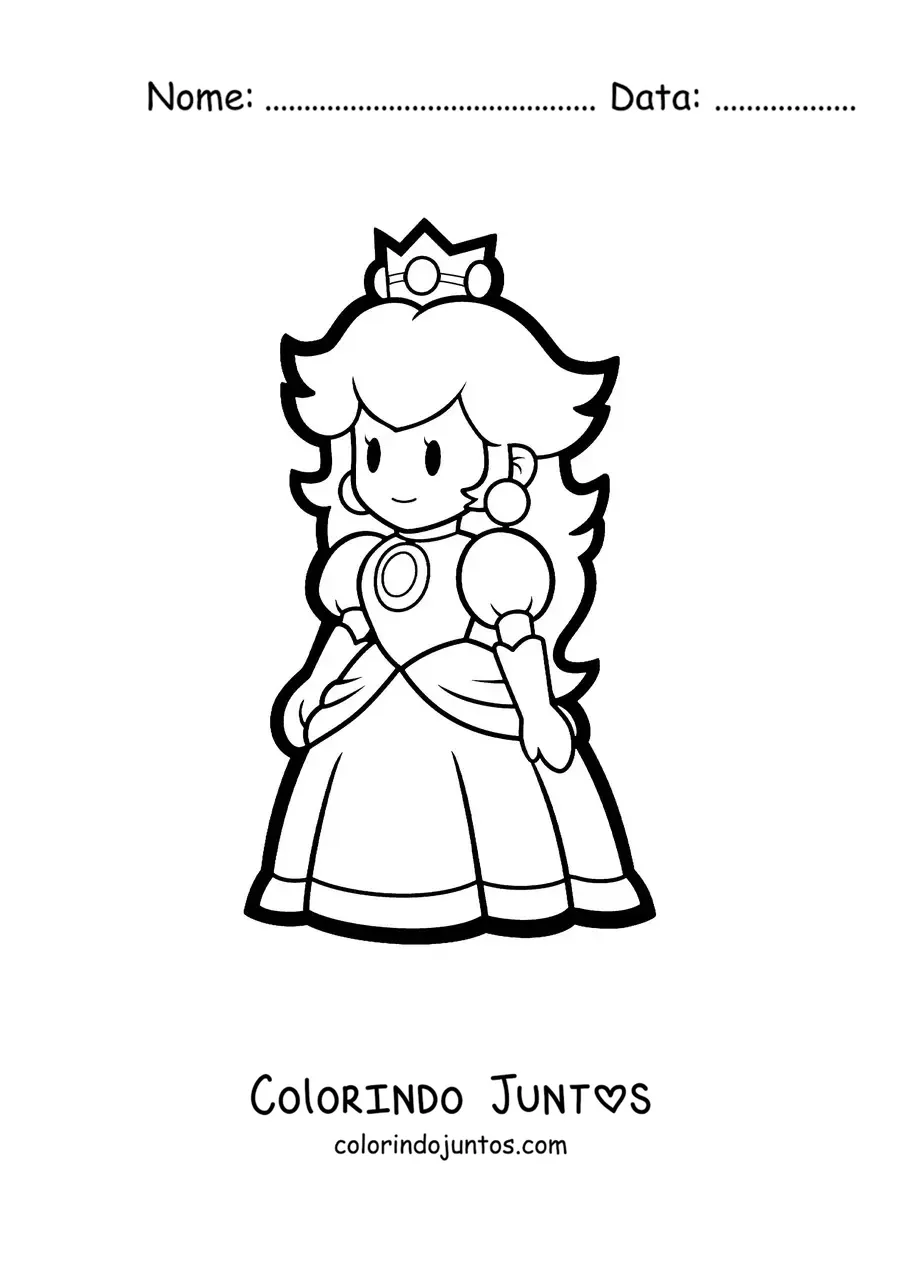 Desenho para colorir da Paper Peach de Mario Bros