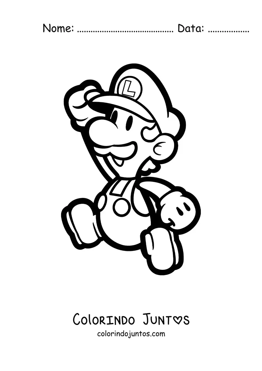 Desenho para colorir do Paper Luigi de Mario Bros