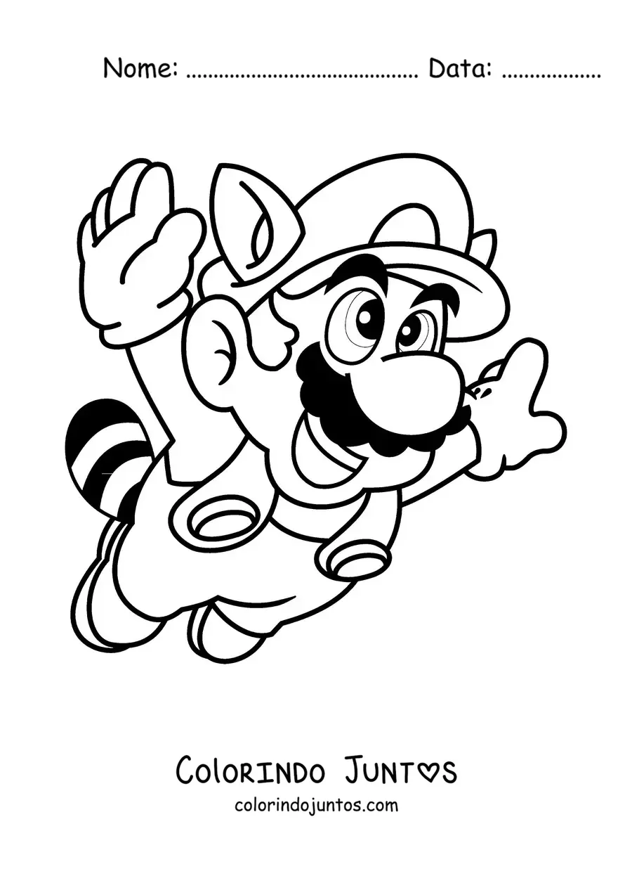 Desenho para colorir do Mario guaxinim de Mario Bros