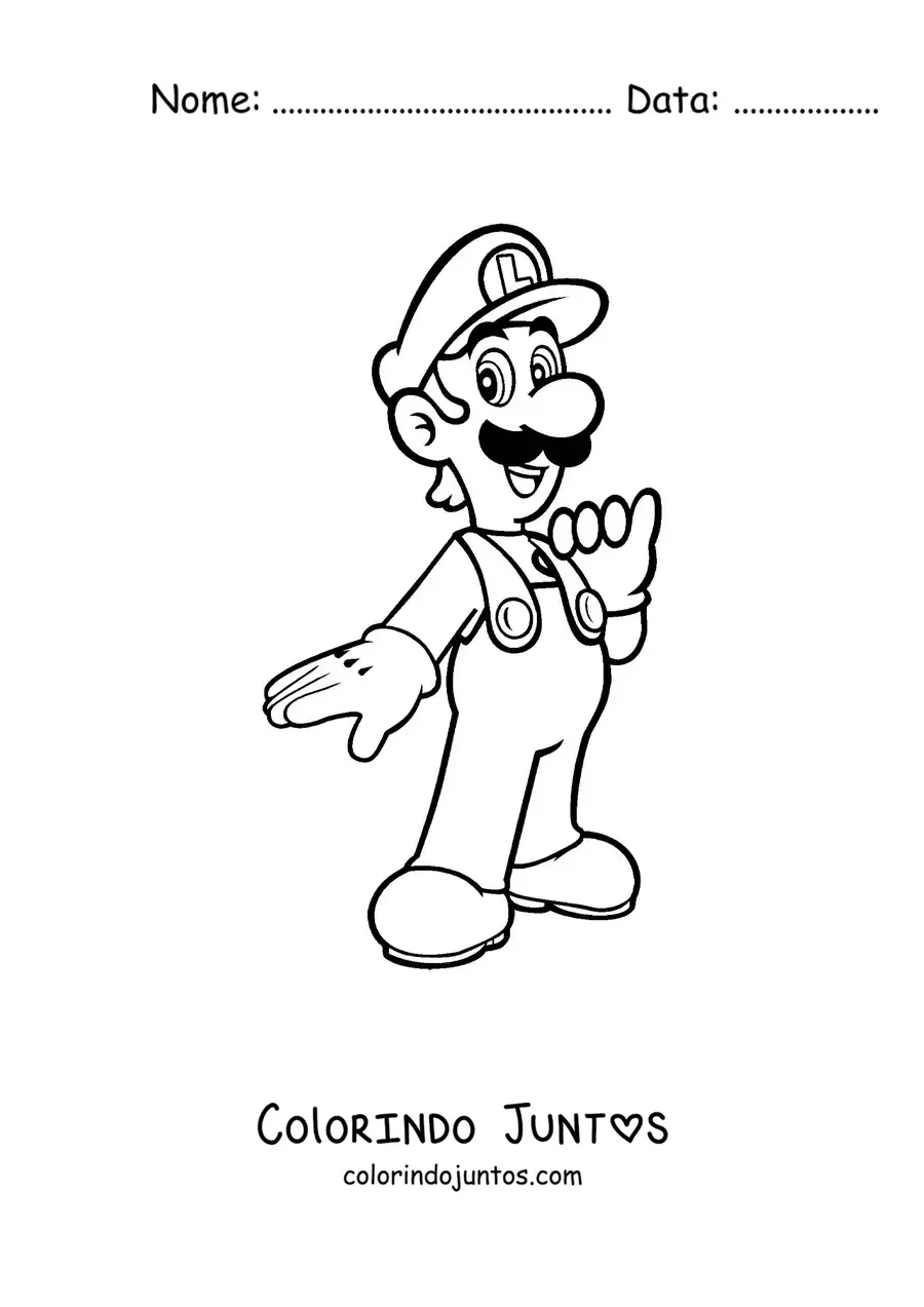 Desenho para colorir do Luigi de Mario Bros