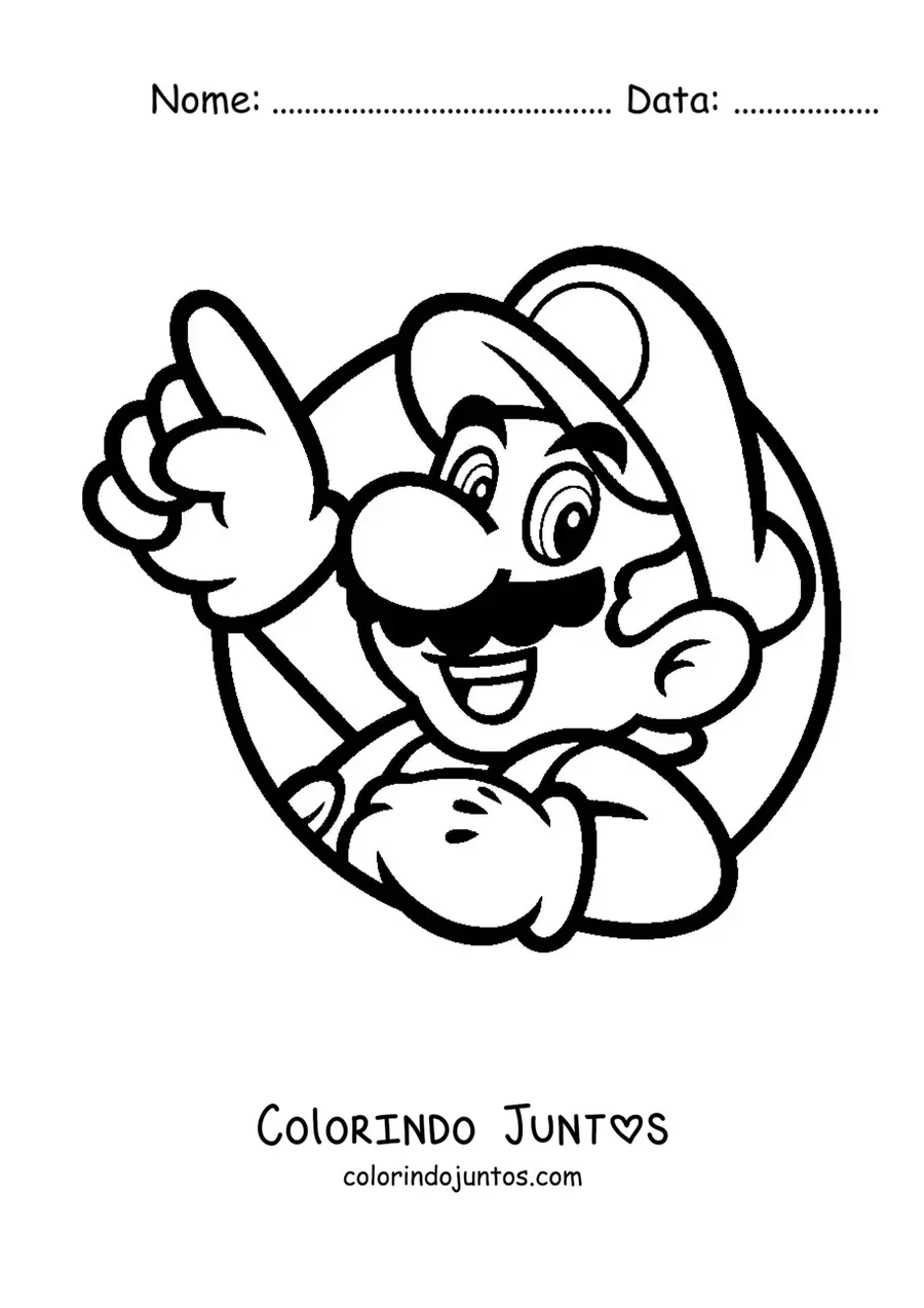 Desenho para colorir do rosto do Mario