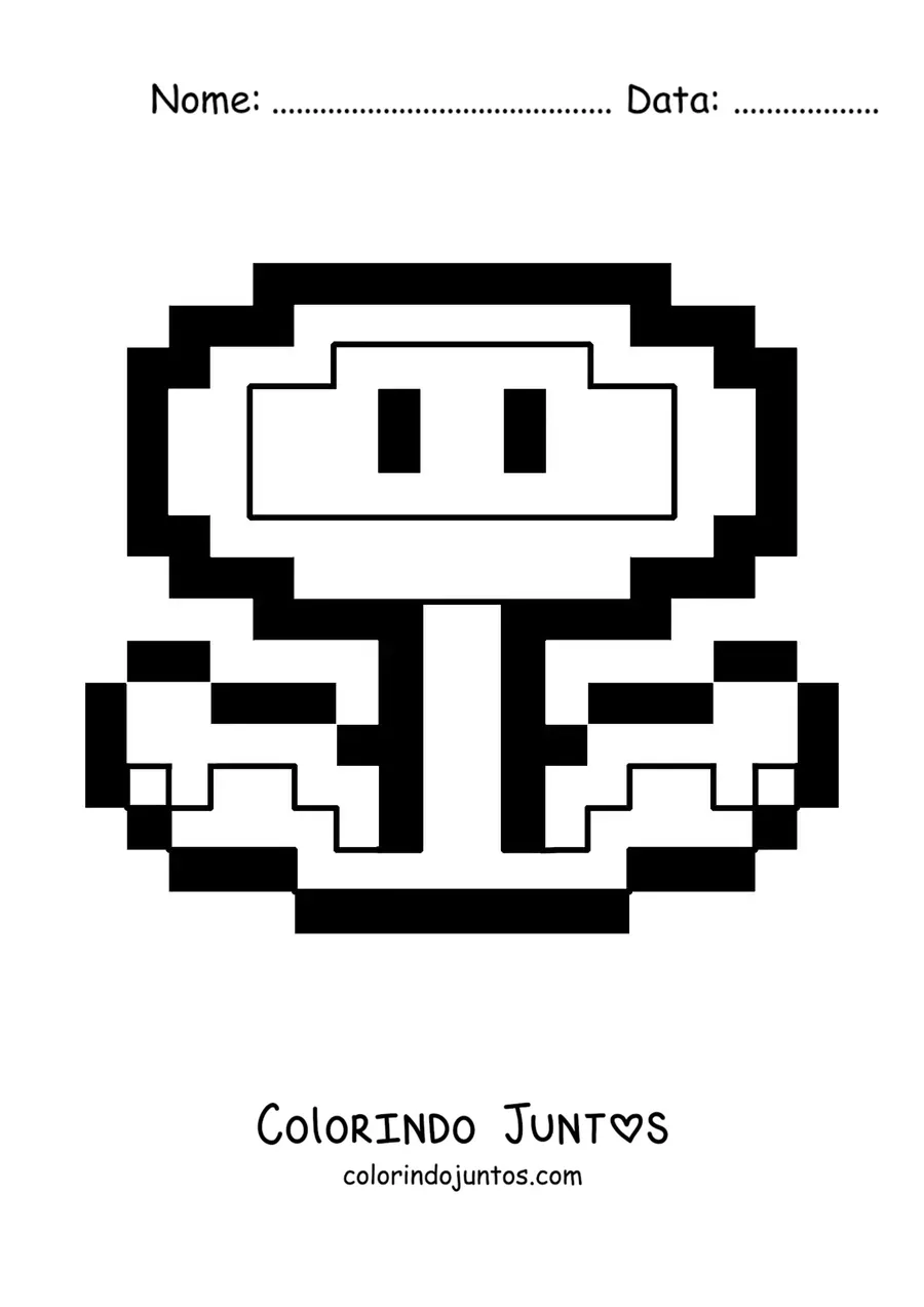 Desenho para colorir de uma flor de fogo de Mario Bros em 8 bits