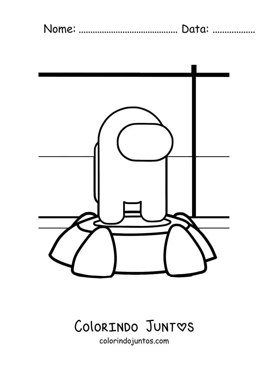 Desenho para colorir de um tripulante de Among Us na nave