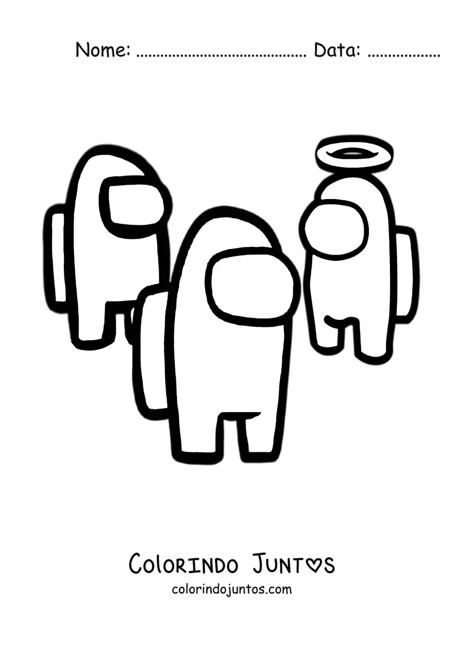 Desenho para colorir de três tripulantes de Among Us