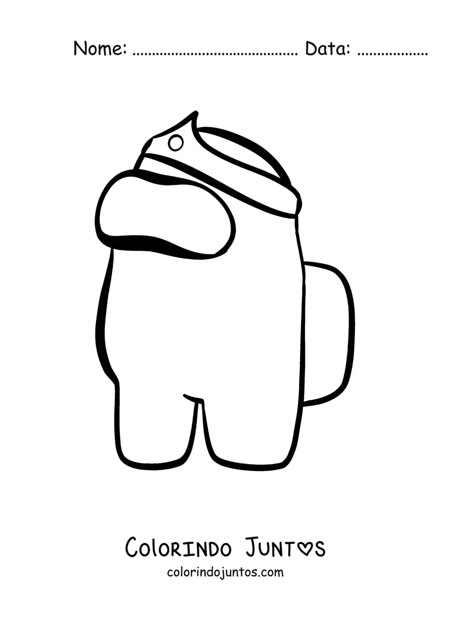 Desenho para colorir de um tripulante de Among Us com coroa