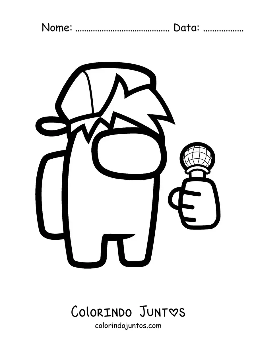 Desenho para colorir do Boyfriend de FNF em Among Us