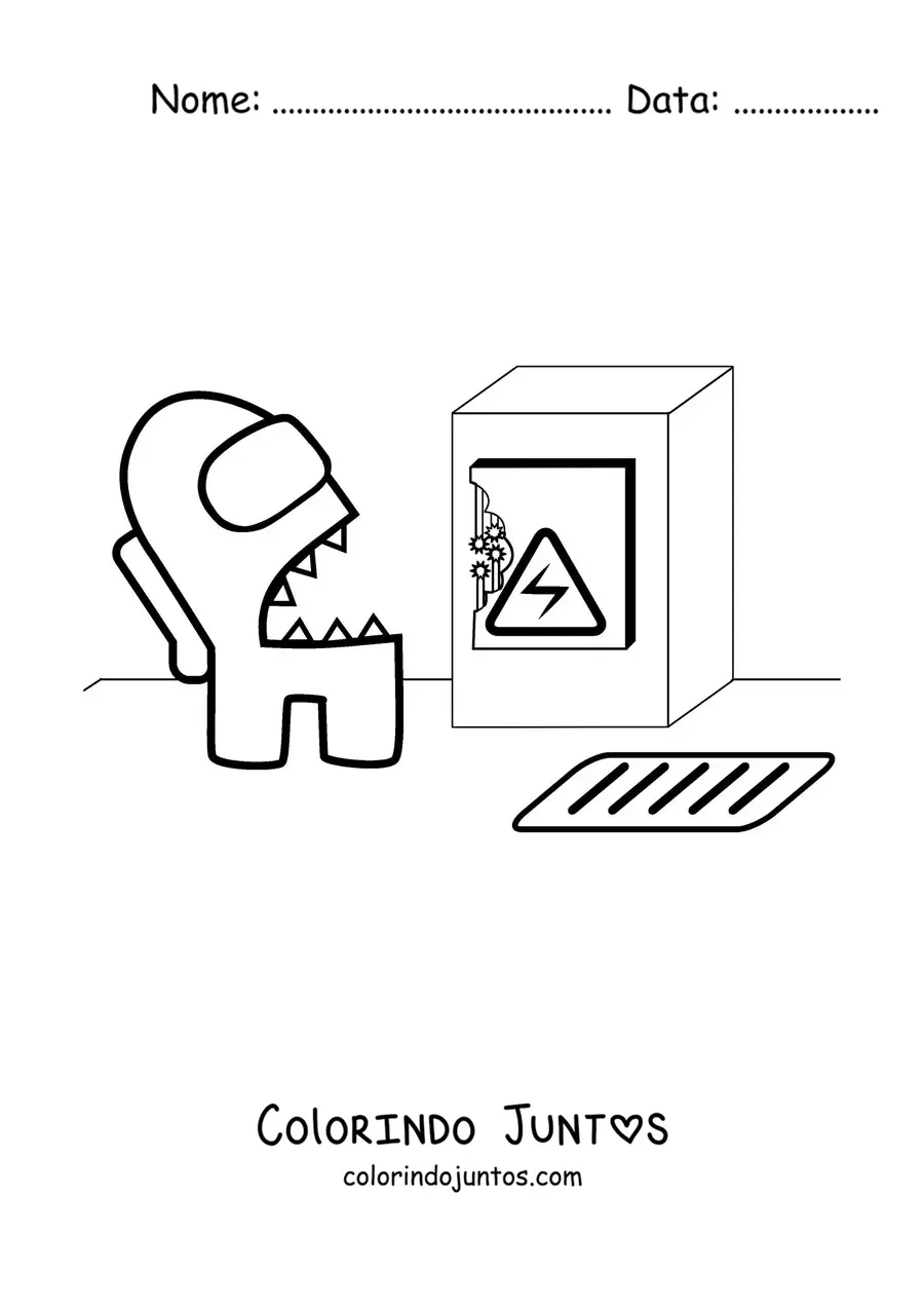 Desenho para colorir de uma sabotagem de Among Us