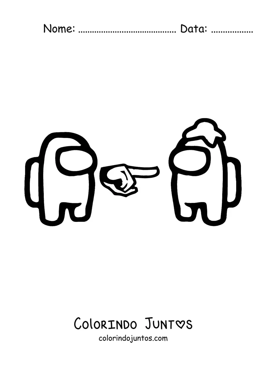 Desenho para colorir de um impostor e um tripulante de Among Us