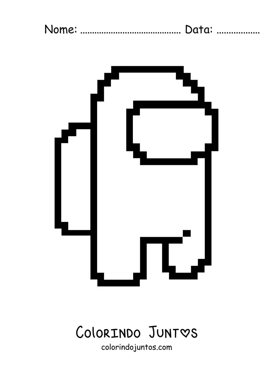 Desenho para colorir de um tripulante de Among Us em 8 bits