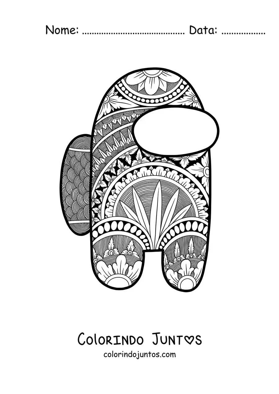 Desenho para colorir de uma mandala de Among Us