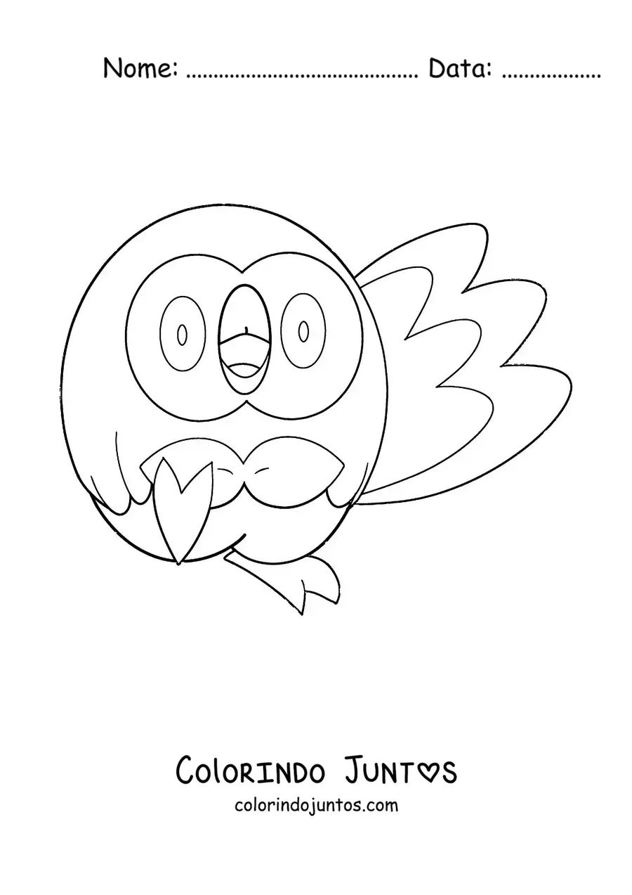 Desenho para colorir do pokémon Rowlet