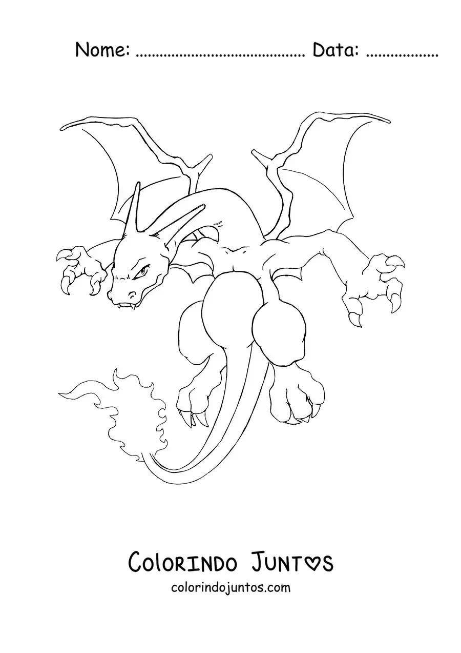 Desenho para colorir do pokémon Charizard