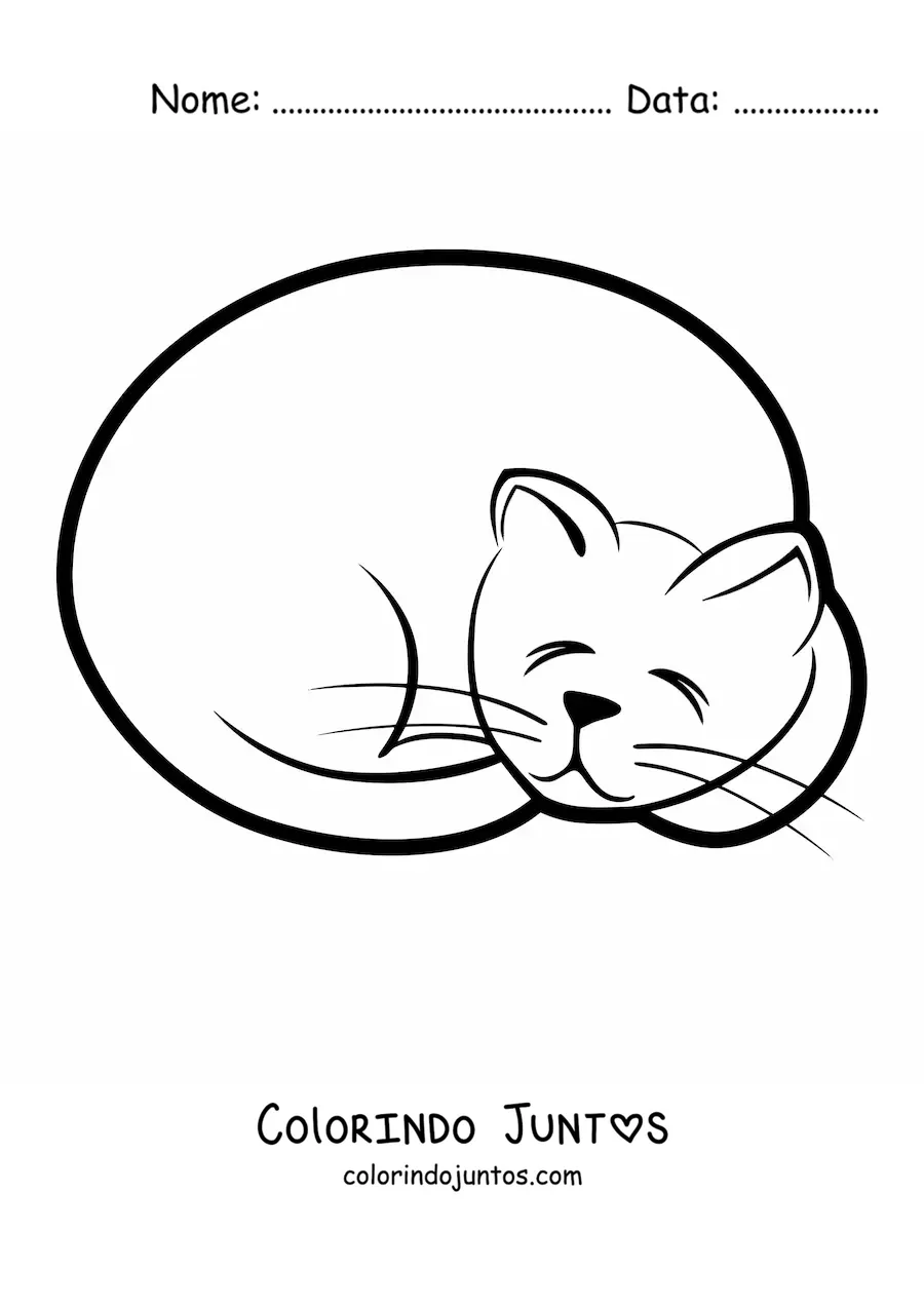 Desenho para colorir de um gato dormindo