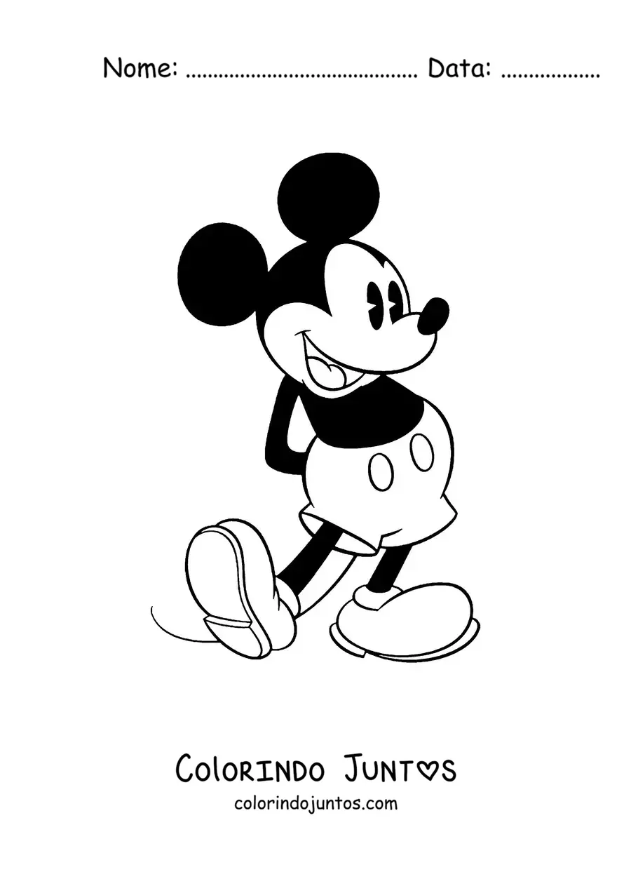 Desenho para colorir do Mickey Mouse clássico