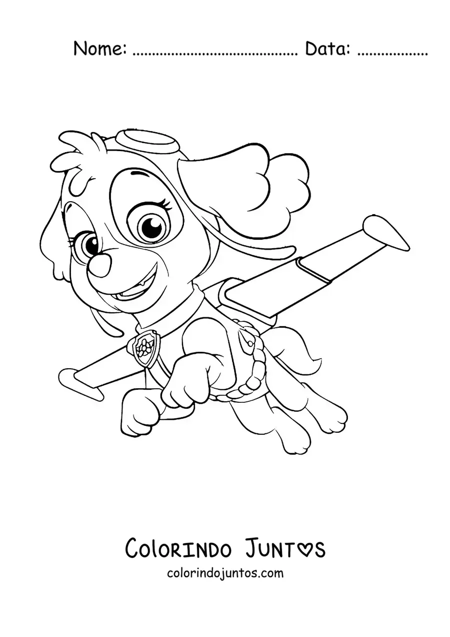 Desenho para colorir da Skye da Patrulha Canina voando