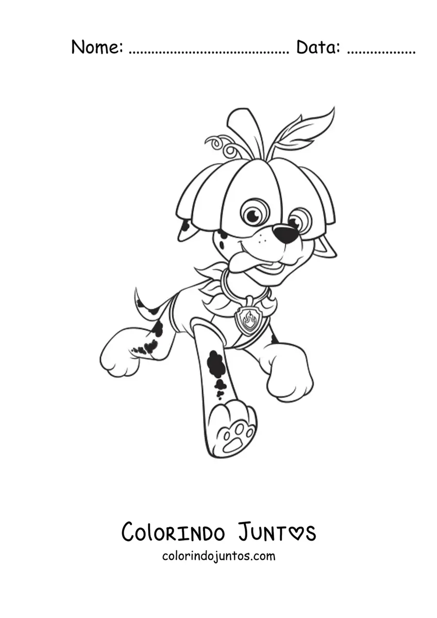 Desenho para colorir do Marshall da Patrulha Canina fantasiado de Halloween
