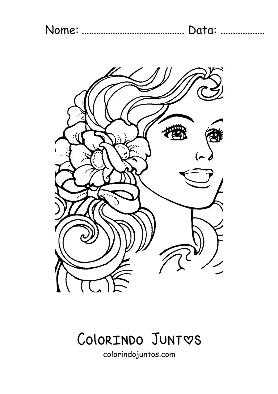 Desenho para colorir do rosto da Barbie