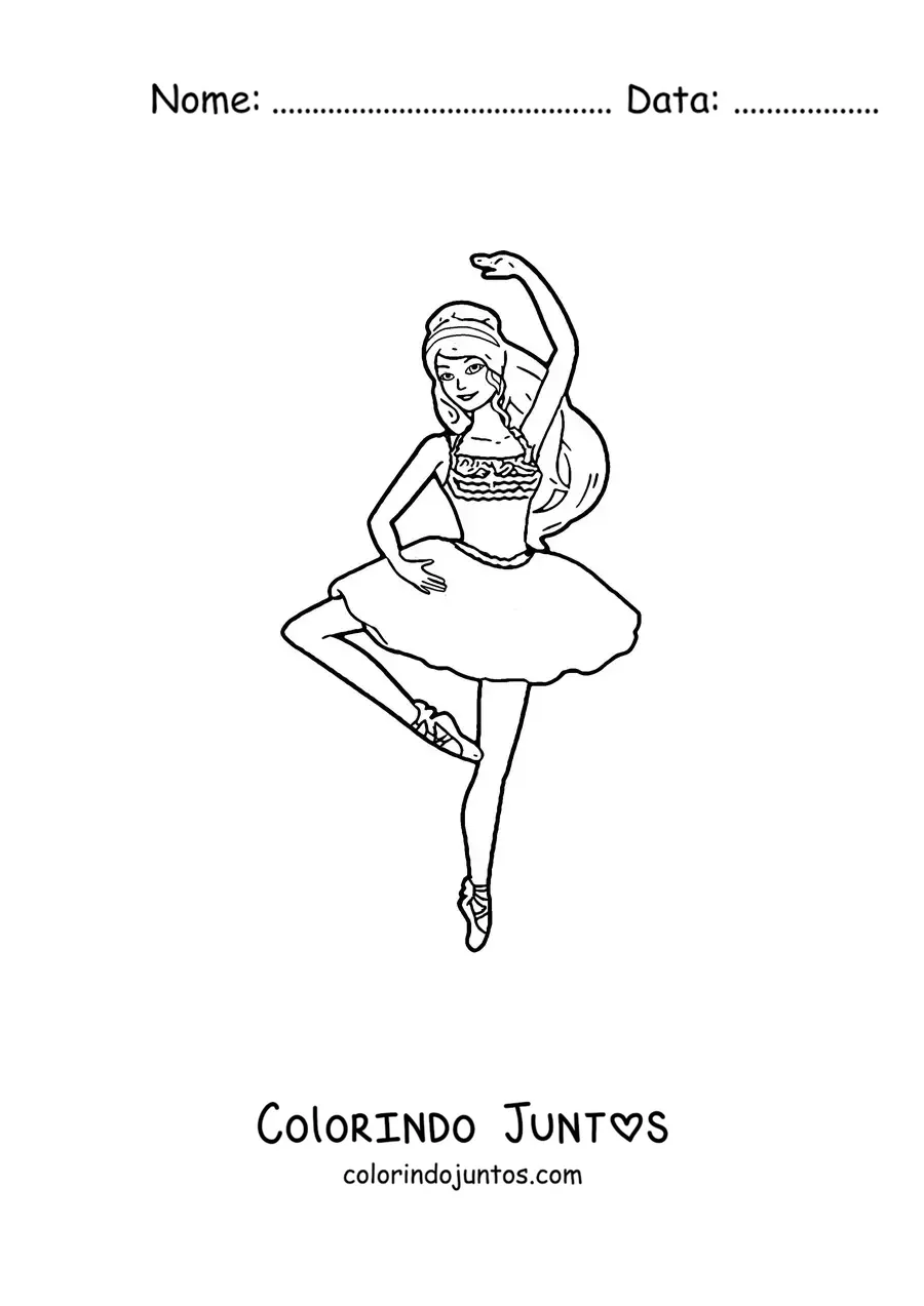 Desenho para colorir da Barbie vestida de bailarina