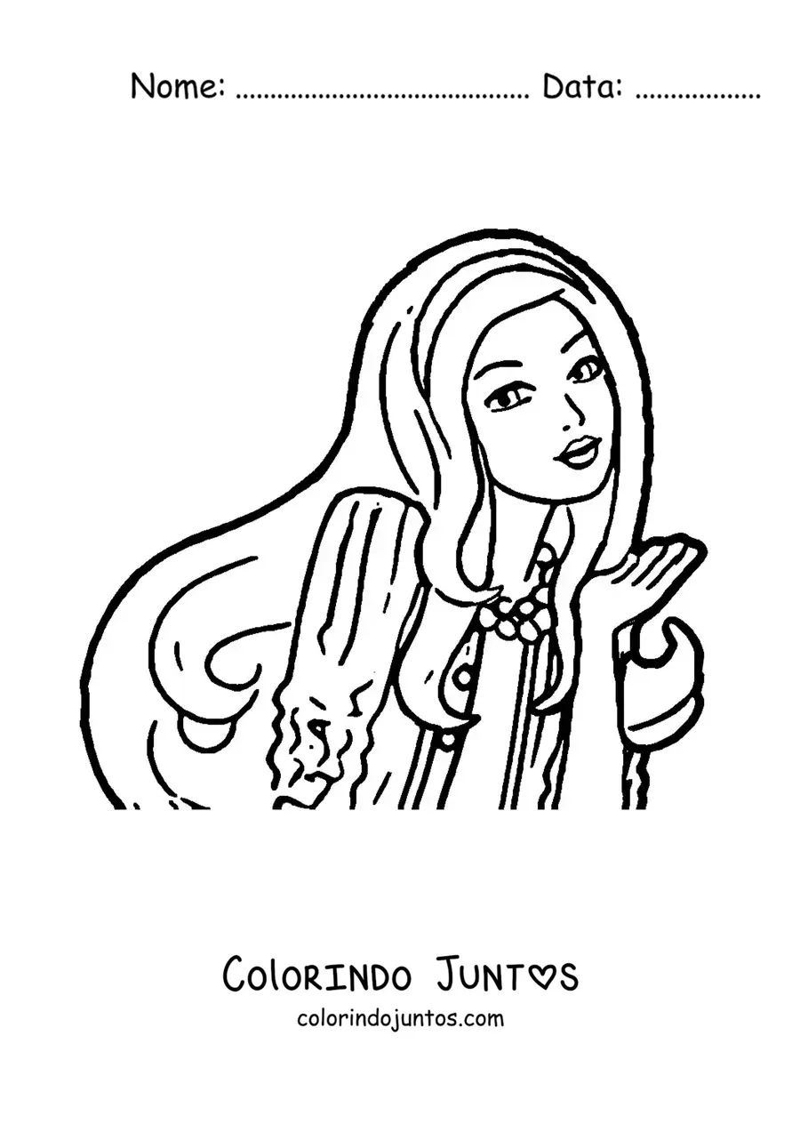 Desenho para colorir da Barbie mandando um beijo