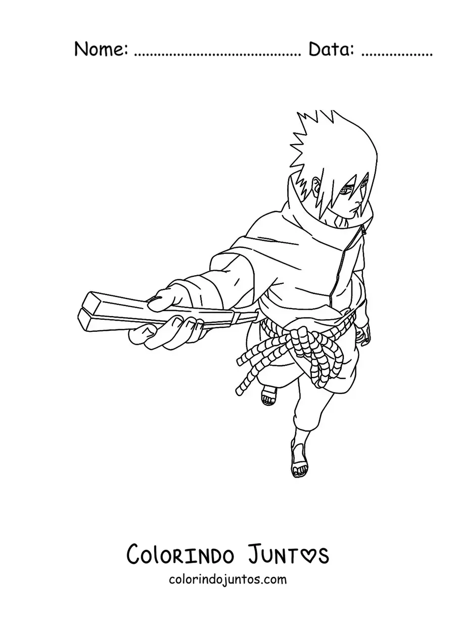 Desenho para colorir do Sasuke Uchiha visto de cima