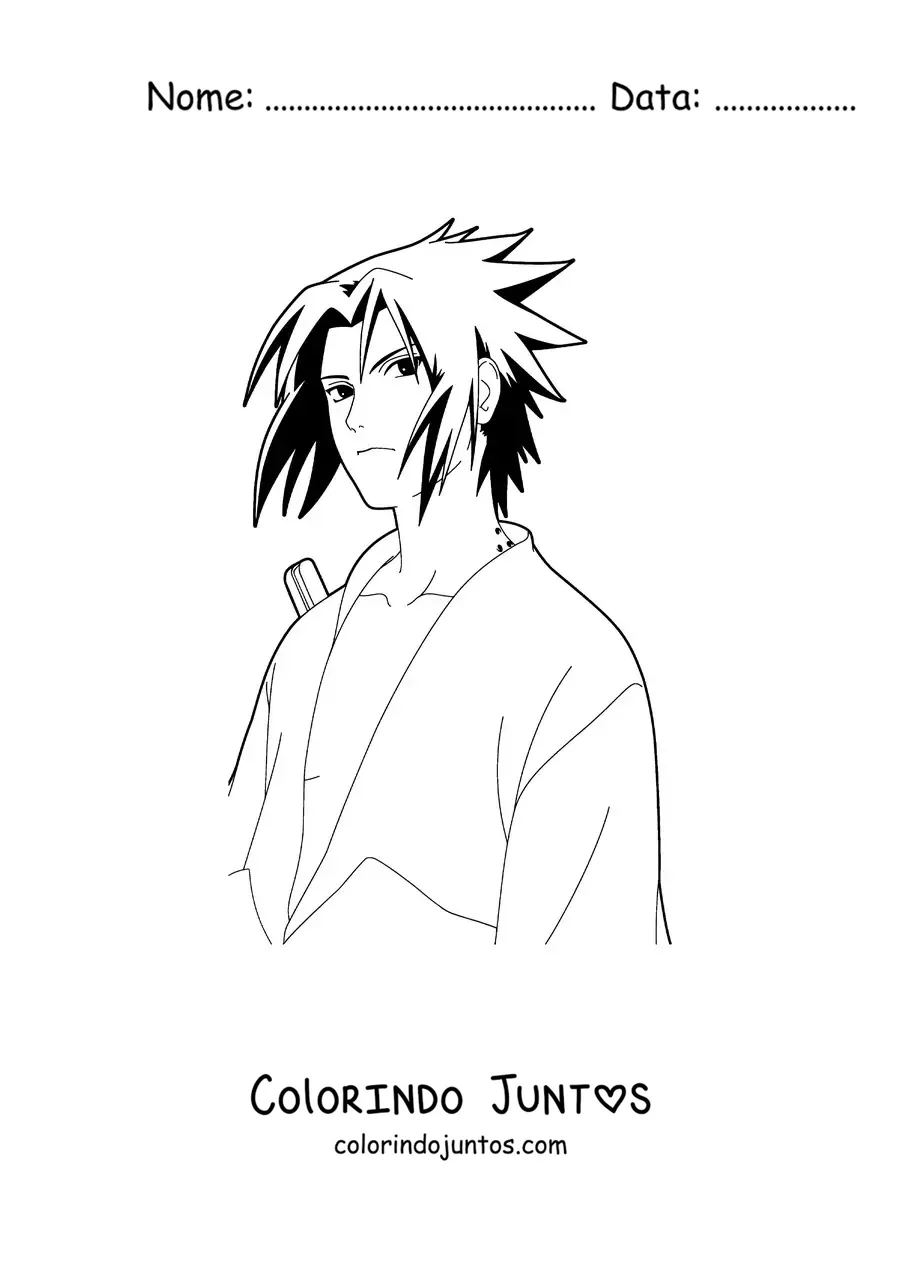 Desenho para colorir do Sasuke sério