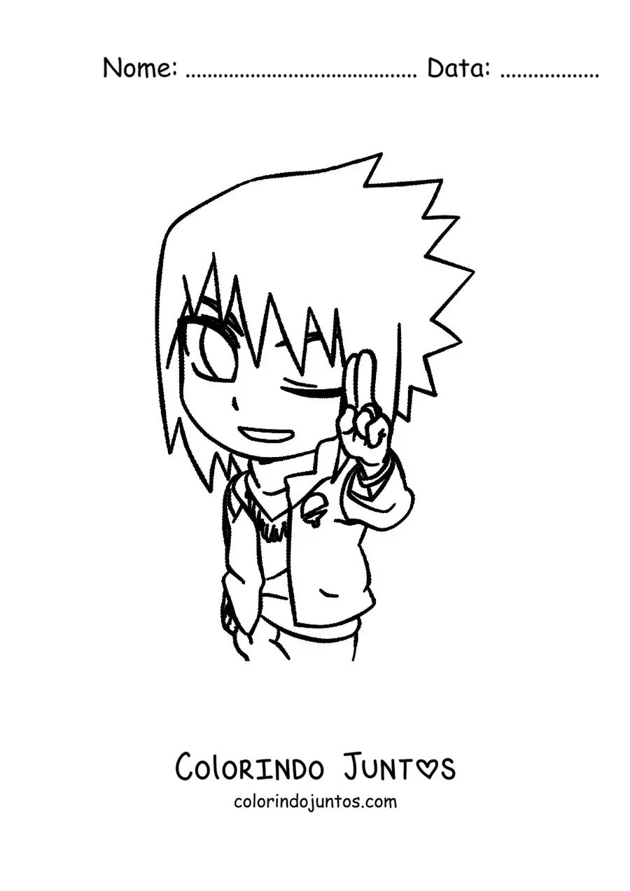 Desenho para colorir do Sasuke kawaii