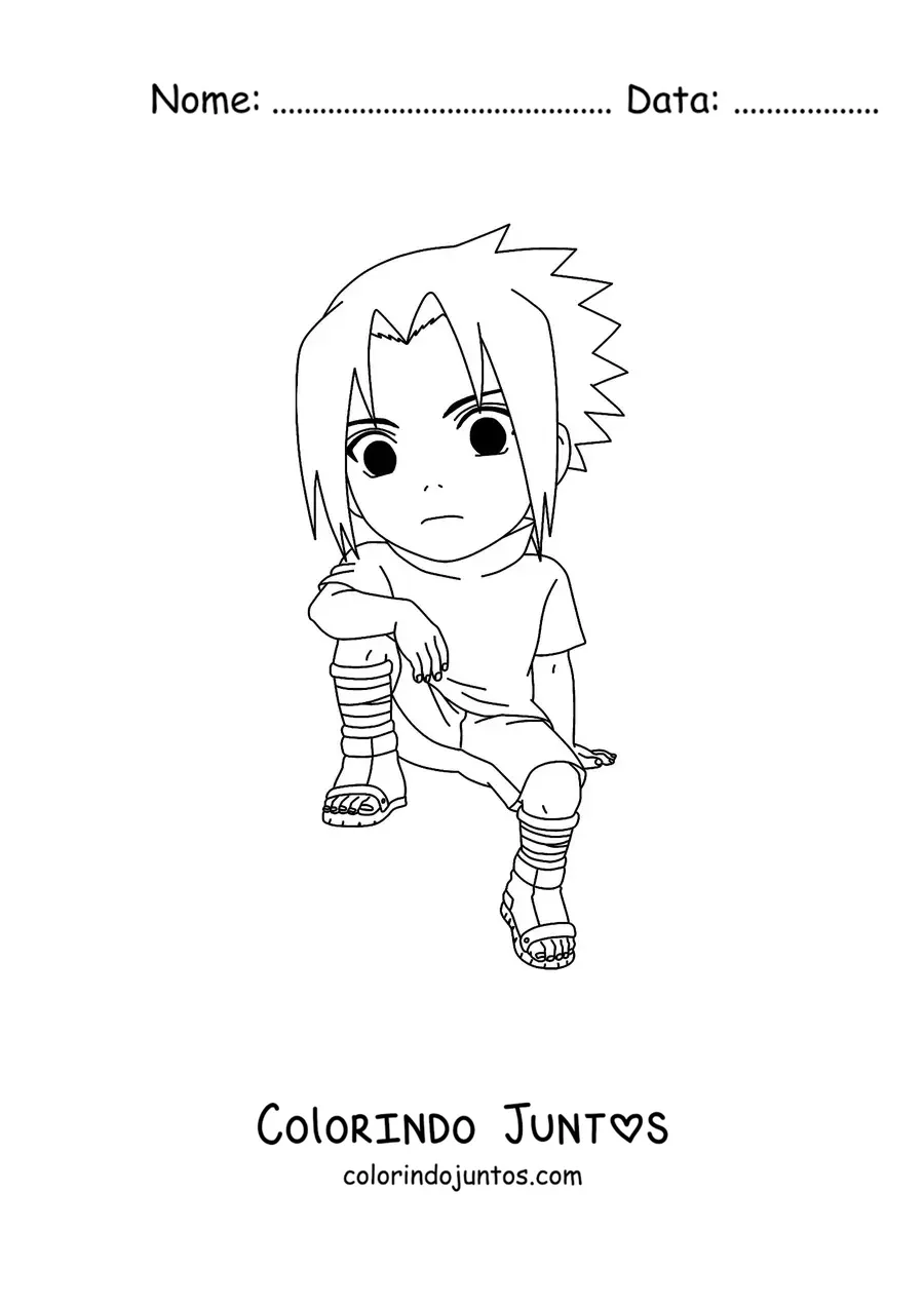Desenho para colorir do Sasuke chibi
