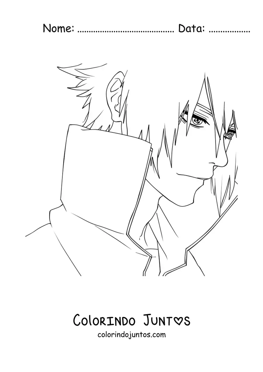 Desenho para colorir do Sasuke com o Rinnegan