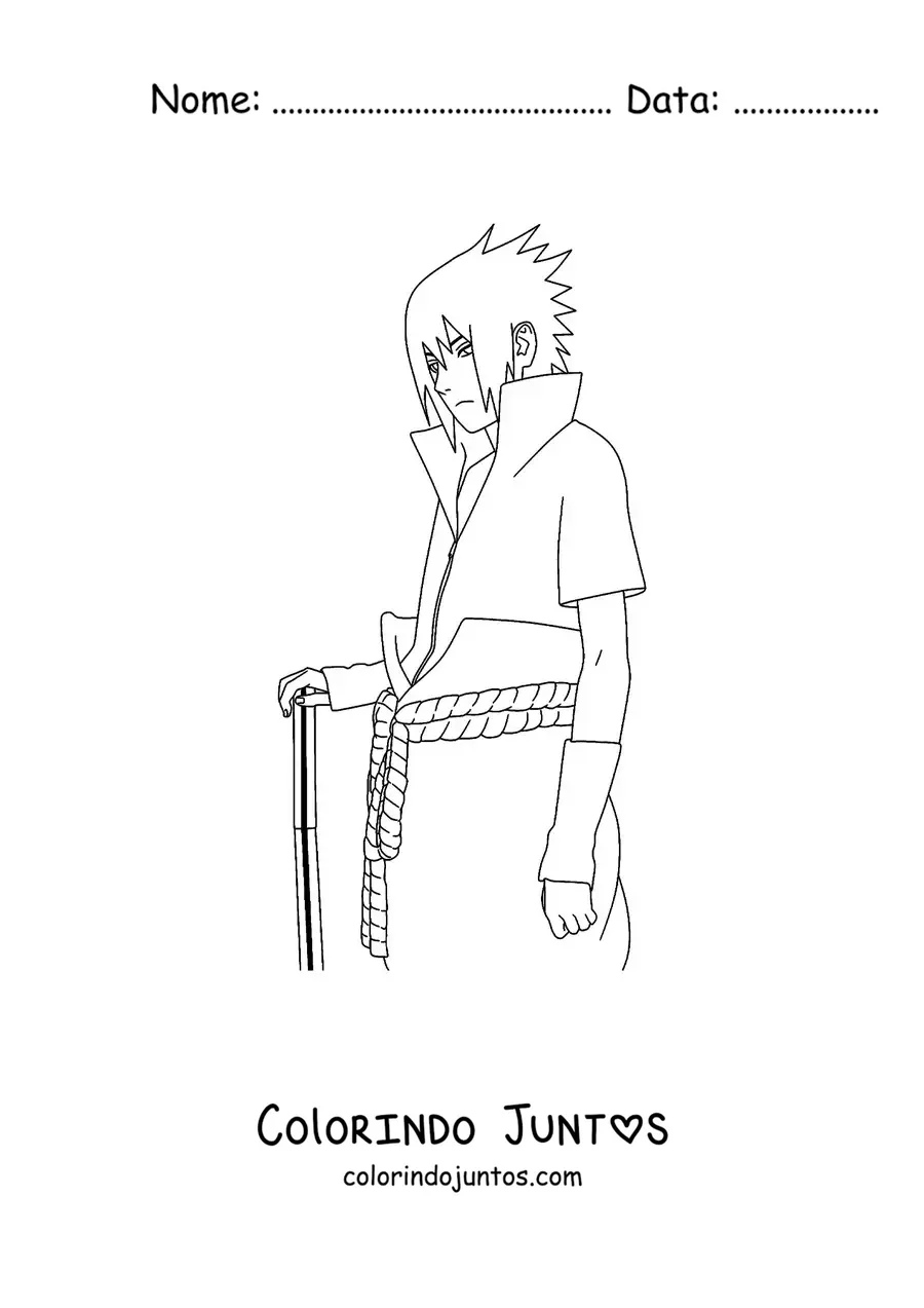 Desenho para colorir do Sasuke Uchiha