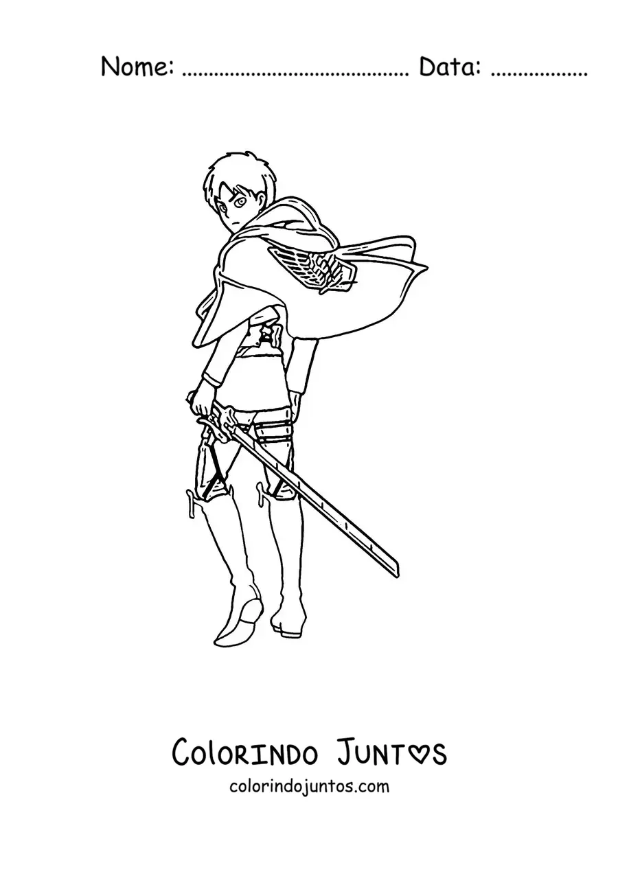 Desenho para colorir do Eren de Attack On Titan