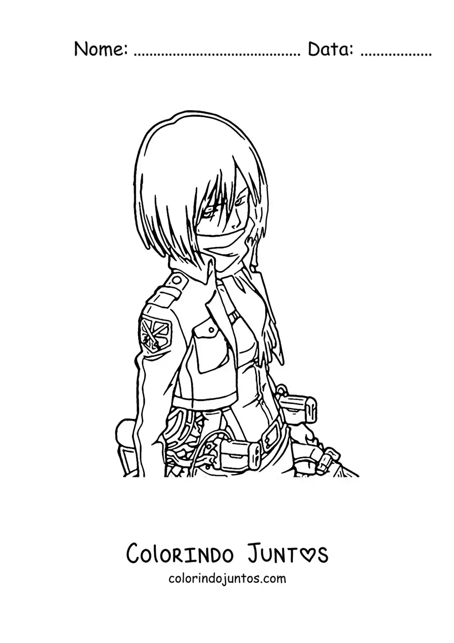 Desenho para colorir da Mikasa de Attack On Titan