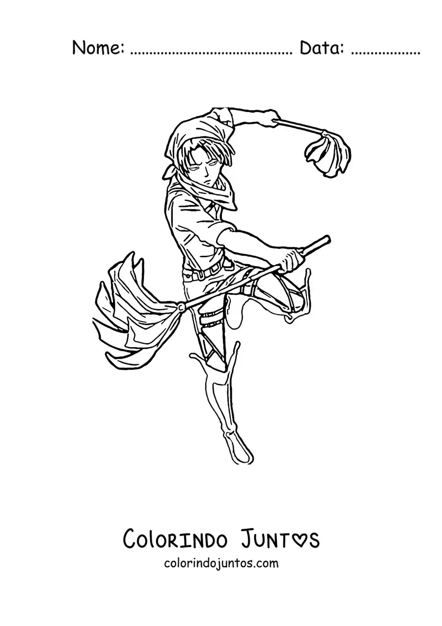 Desenho para colorir do Levi de Attack On Titan limpando