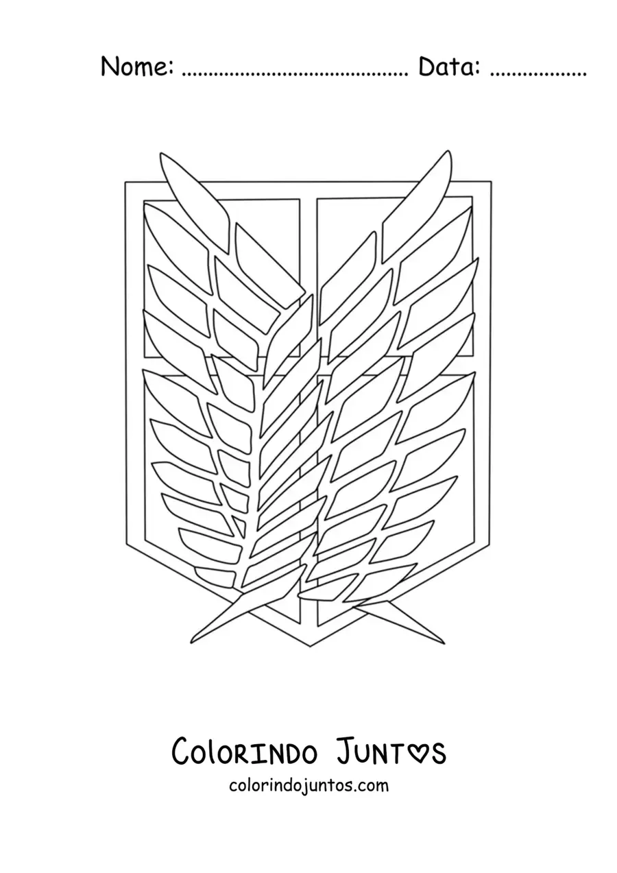 Desenho para colorir do emblema das Asas da Liberdade de Attack On Titan