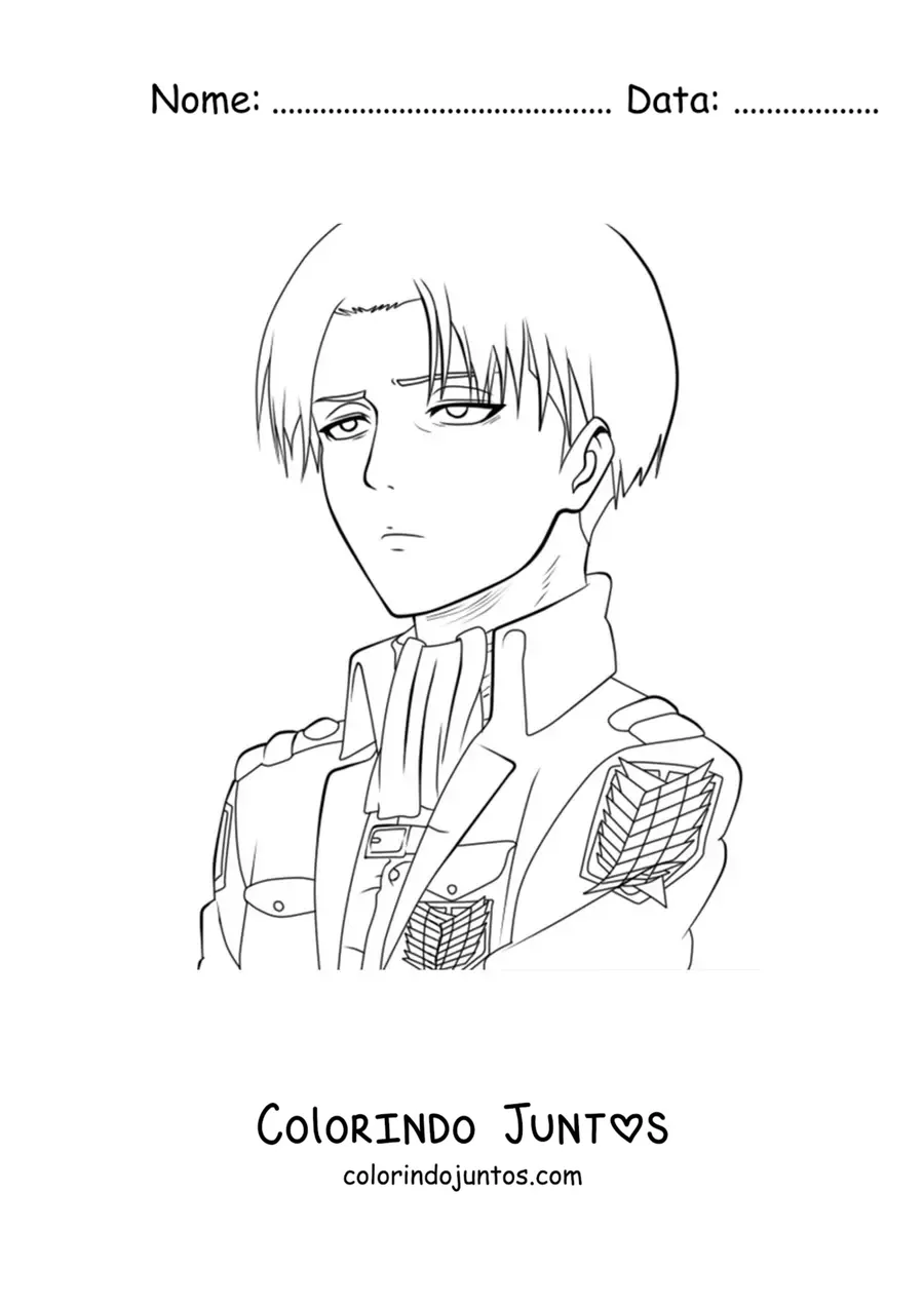 Desenho para colorir do Levi Ackerman de Attack On Titan