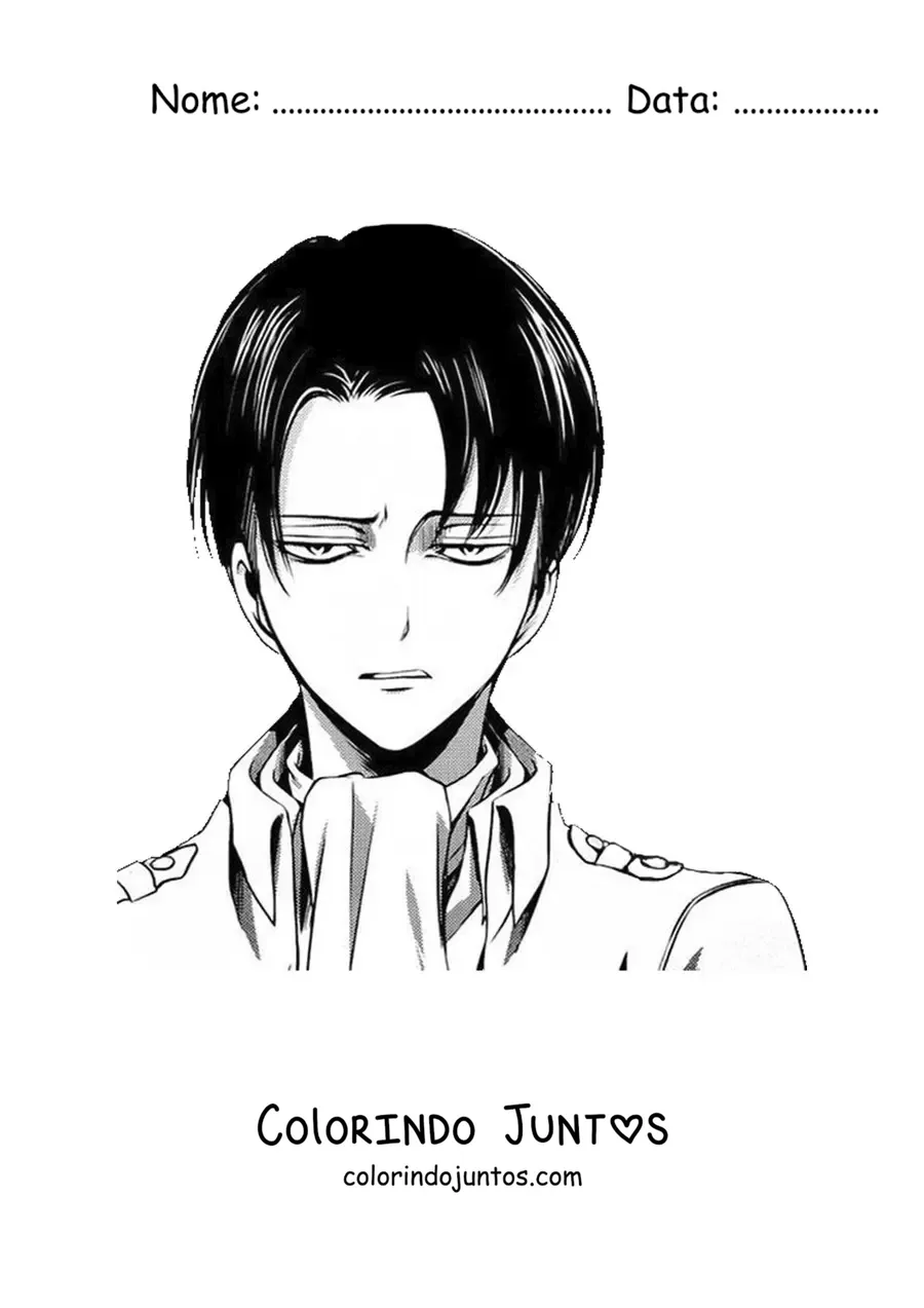 Desenho para colorir do rosto do Levi Ackerman de Attack On Titan