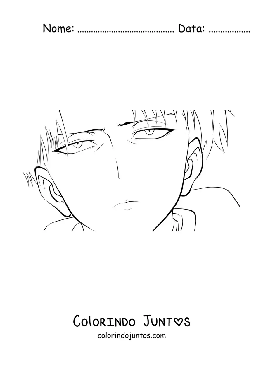 Desenho para colorir do rosto do Levi de Attack On Titan